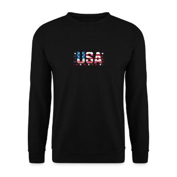 Unabhängigkeitstag Design Rot Weiß Blau USA Flagge - Unisex Pullover - Schwarz - Vorne - Alina (178cm) & Michal (187cm)