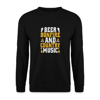 Beer Bonfire And Country Music Western Cowboy - Unisex Sweatshirt - black - Front - Alina (178cm) & Michal (187cm)