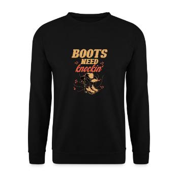 Boots Need Knockin' Musique Country Ouest - Sweat-shirt Unisexe - noir - Devant - Alina (178cm) & Michal (187cm)