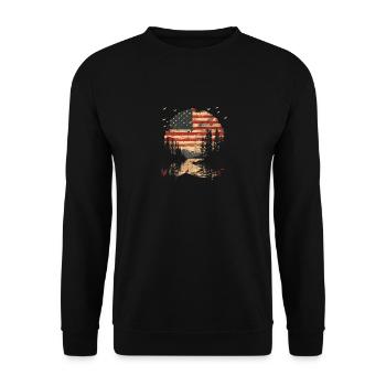 Wälder USA Amerikanische Flagge Unabhängigkeitstag - Unisex Pullover - Schwarz - Vorne - Alina (178cm) & Michal (187cm)