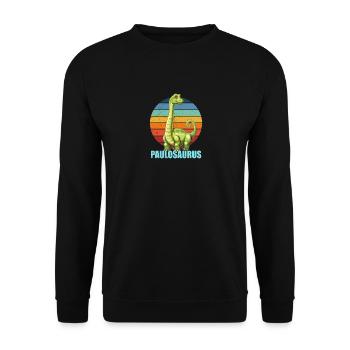 Paulosaurus Geschenkidee für Paul und Paulo - Unisex Pullover - Schwarz - Vorne - Alina (178cm) & Michal (187cm)