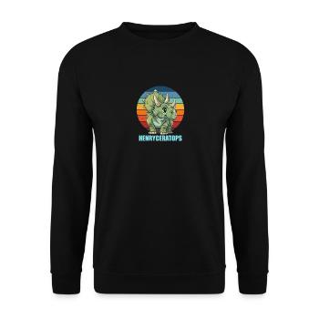 Henryceratops Gift Idea for Henry - Unisex Sweatshirt - black - Front - Alina (178cm) & Michal (187cm)