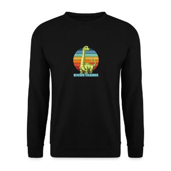 Benediktosaurus Geschenkidee für Benedikt - Unisex Pullover - Schwarz - Vorne - Alina (178cm) & Michal (187cm)