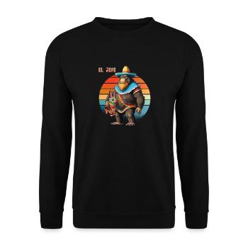 Funny Mexican Bigfoot EL JEFE Sombrero Vintage - Unisex Sweatshirt - black - Front - Alina (178cm) & Michal (187cm)
