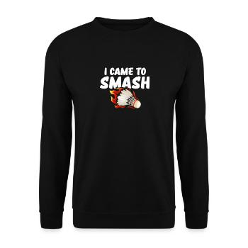 Ich Bin Zum Smashen Hier Federball Flammen - Unisex Pullover - Schwarz - Vorne - Alina (178cm) & Michal (187cm)
