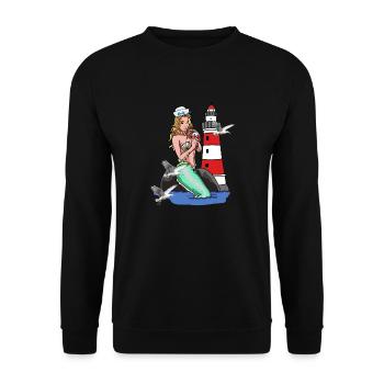 Sirène Sirène Sirène Sirène Sirène Marins Maritime Ahoy - Sweat-shirt Unisexe - noir - Devant - Alina (178cm) & Michal (187cm)