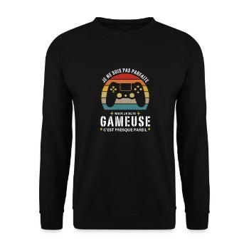 Gameuse Gaming Gamer Geek Jeux Vidéo Cadeau - Sweat-shirt Unisexe - noir - Devant - Alina (178cm) & Michal (187cm)