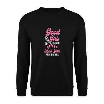 Bartender Mixologist Good Girls Go - Unisex Pullover - Schwarz - Vorne - Alina (178cm) & Michal (187cm)