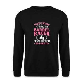 Cheval de course de barils de rodéo - Sweat-shirt Unisexe - noir - Devant - Alina (178cm) & Michal (187cm)