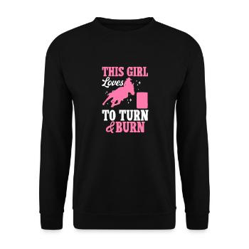 Cheval de course de barils de rodéo - Sweat-shirt Unisexe - noir - Devant - Alina (178cm) & Michal (187cm)