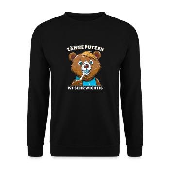 LE BROSSAGE DES DENTS DE L'OURS EST TRÈS IMPORTANT - Sweat-shirt Unisexe - noir - Devant - Alina (178cm) & Michal (187cm)