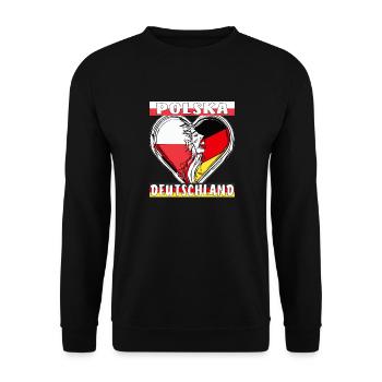 POLSKA ALLEMAGNE CŒUR - Sweat-shirt Unisexe - noir - Devant - Alina (178cm) & Michal (187cm)