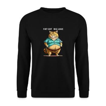 FAT CAT BIG LOVE - Unisex Sweatshirt - black - Front - Alina (178cm) & Michal (187cm)
