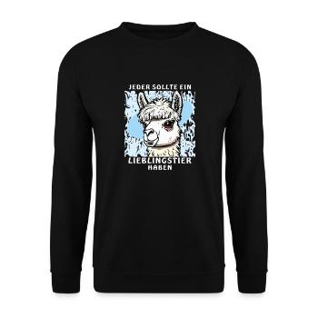 ALPAKA LIEBLINGSTIER - Unisex Pullover - Schwarz - Vorne - Alina (178cm) & Michal (187cm)