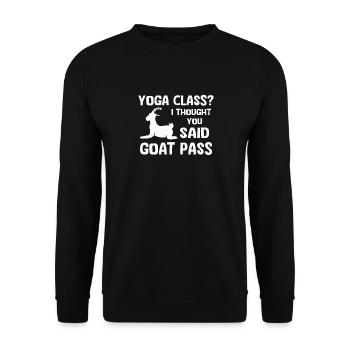 Yoga-Kurs oder Ziegenpass - Unisex Pullover - Schwarz - Vorne - Alina (178cm) & Michal (187cm)
