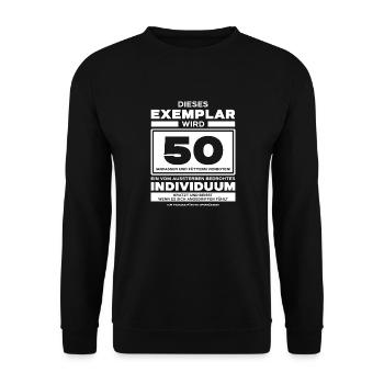 50er Geburtstag - Unisex Pullover - Schwarz - Vorne - Alina (178cm) & Michal (187cm)