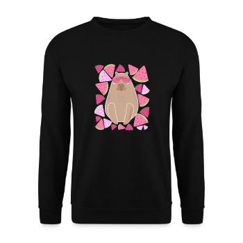 CAPYBARA- PASTÈQUE - ÉTÉ- LUNETTES - Sweat-shirt Unisexe - noir - Devant - Alina (178cm) & Michal (187cm)