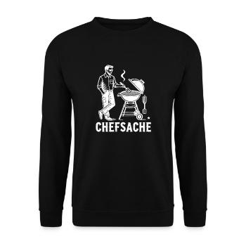 Grillen Chefsache - Unisex Pullover - Schwarz - Vorne - Alina (178cm) & Michal (187cm)
