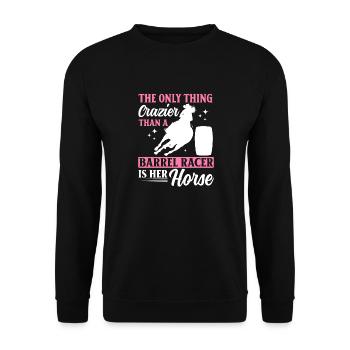 Cheval de course de barils de rodéo - Sweat-shirt Unisexe - noir - Devant - Alina (178cm) & Michal (187cm)