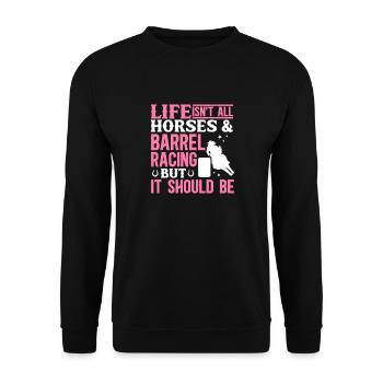 Cheval de course de barils de rodéo - Sweat-shirt Unisexe - noir - Devant - Alina (178cm) & Michal (187cm)