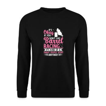 Cheval de course de barils de rodéo - Sweat-shirt Unisexe - noir - Devant - Alina (178cm) & Michal (187cm)