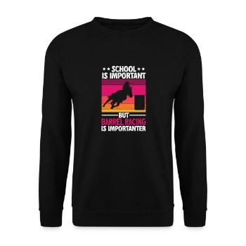 Cheval de course de barils de rodéo - Sweat-shirt Unisexe - noir - Devant - Alina (178cm) & Michal (187cm)