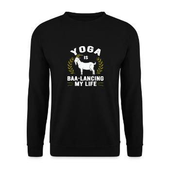 Goat Yoga Équilibrer ma vie - Sweat-shirt Unisexe - noir - Devant - Alina (178cm) & Michal (187cm)