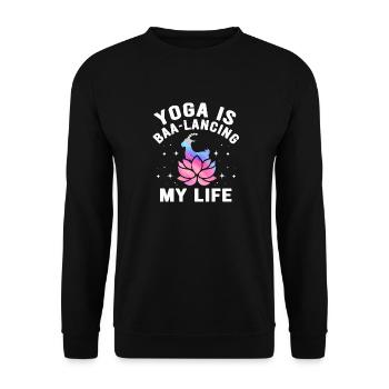 Goat Yoga Équilibrer ma vie - Sweat-shirt Unisexe - noir - Devant - Alina (178cm) & Michal (187cm)