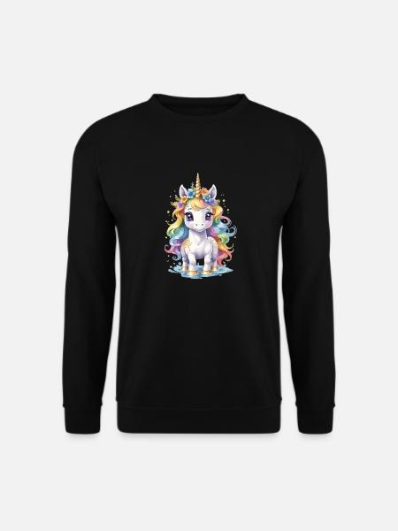 Regenbogeneinhorn - Unisex Pullover - Schwarz