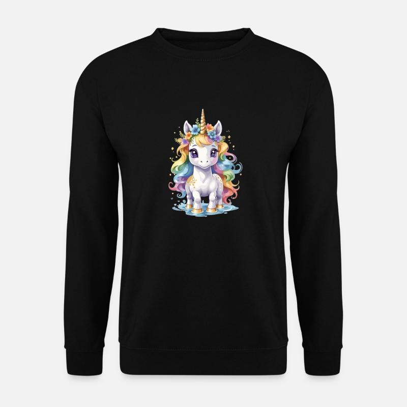 Regenbogeneinhorn - Unisex Pullover - Schwarz