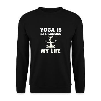 Goat Yoga Équilibrer ma vie - Sweat-shirt Unisexe - noir - Devant - Alina (178cm) & Michal (187cm)