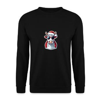 Christmas Cow - Unisex Sweatshirt - black - Front - Alina (178cm) & Michal (187cm)
