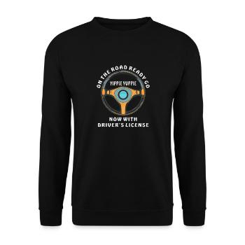 ON THE ROAD READY GO DRIVER'S LICENSE - Unisex Sweatshirt - black - Front - Alina (178cm) & Michal (187cm)