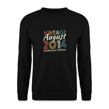August 2014 Vintage Retro Geburtstagsgeschenk - Unisex Pullover - Schwarz - Vorne - Alina (178cm) & Michal (187cm)