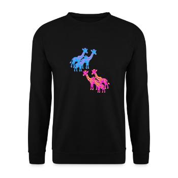 Girafe Afrique Safari Savane Années 80 Années 90 Enfant - Sweat-shirt Unisexe - noir - Devant - Alina (178cm) & Michal (187cm)