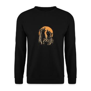 3 ratons laveurs lune hurlante tête de raton laveur drôle - Sweat-shirt Unisexe - noir - Devant - Alina (178cm) & Michal (187cm)
