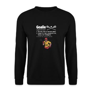 Lacrosse Torwart Lustiges Lacrosse - Unisex Pullover - Schwarz - Vorne - Alina (178cm) & Michal (187cm)
