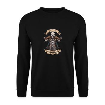 Motorrad Bart Biker Vollbart Bike Rocker - Unisex Pullover - Schwarz - Vorne - Alina (178cm) & Michal (187cm)