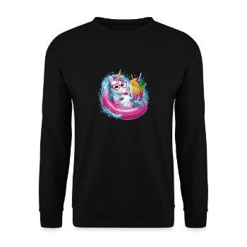 Niedliches Einhorn genießt Eiscreme-Spaß - Unisex Pullover - Schwarz - Vorne - Alina (178cm) & Michal (187cm)