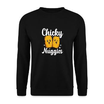 Chicken Nugget Liebhaber Chicken Nuggets - Unisex Pullover - Schwarz - Vorne - Alina (178cm) & Michal (187cm)
