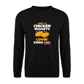 Chicken Nugget Liebhaber Chicken Nuggets - Unisex Pullover - Schwarz - Vorne - Alina (178cm) & Michal (187cm)