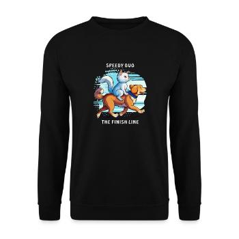 DOG CAT SPEEDY DUO THE FINISH LINE - Unisex Sweatshirt - black - Front - Alina (178cm) & Michal (187cm)