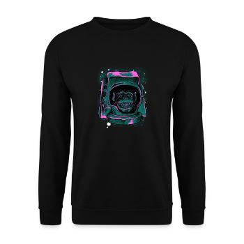 T-shirt rétro astronaute tête de singe - Funny Ape - Sweat-shirt Unisexe - noir - Devant - Alina (178cm) & Michal (187cm)