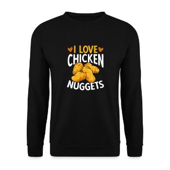 Chicken Nugget Liebhaber Chicken Nuggets - Unisex Pullover - Schwarz - Vorne - Alina (178cm) & Michal (187cm)