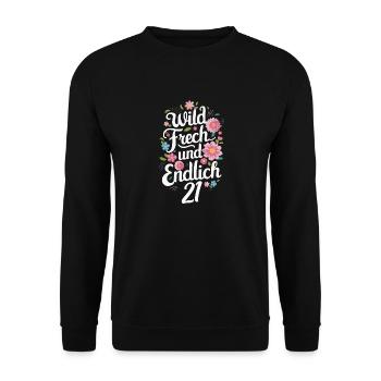 Birthday Gift 21 Years Birthday Child - Unisex Sweatshirt - black - Front - Alina (178cm) & Michal (187cm)