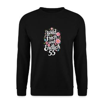 Birthday Gift 55 Years Birthday Child - Unisex Sweatshirt - black - Front - Alina (178cm) & Michal (187cm)