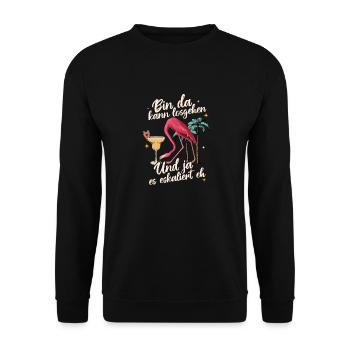 'I’m there can go' flamant rose pour la fête - Sweat-shirt Unisexe - noir - Devant - Alina (178cm) & Michal (187cm)