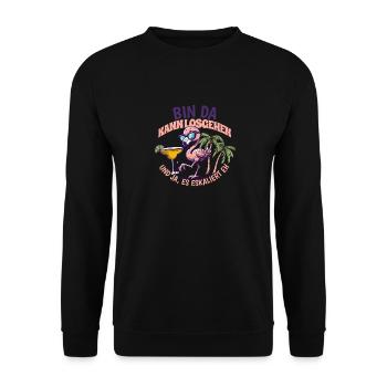 Flamingo 'Bin da kann losgehen' Design Mädelsabend - Unisex Pullover - Schwarz - Vorne - Alina (178cm) & Michal (187cm)