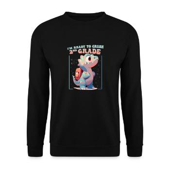 I'm Ready To Crush 2nd Grade Cute Dinosaur Kids - Unisex Sweatshirt - black - Front - Alina (178cm) & Michal (187cm)