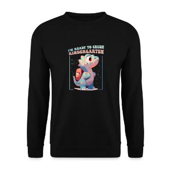 Rawr T Rex Dinosaur Kids - Ich bin bereit zu zerquetschen - Unisex Pullover - Schwarz - Vorne - Alina (178cm) & Michal (187cm)